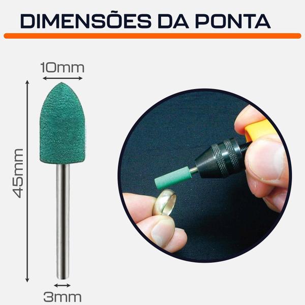 Imagem de Kit 5 Ponta Montada De 4 A 10Mm Borracha Cônica Haste 3Mm