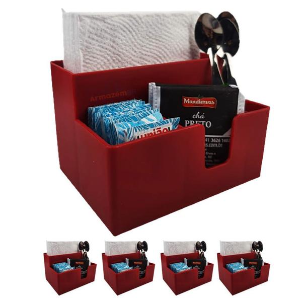 Kit 5 Porta Guardanapo Mesa Papel Sachê Café Açúcar Adoçante Mexedor Lanche - Coza Imagem de Kit 5 Porta Guardanapo Mesa Papel Sachê Café Açúcar Adoçante Mexedor Lanche - Coza