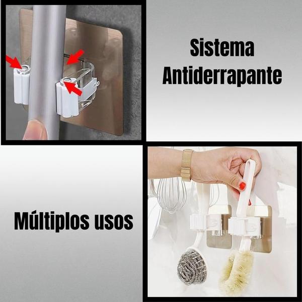 Kit 5 Porta Vassoura MOP Utensílios Multiuso - DualHome Imagem de Kit 5 Porta Vassoura MOP Utensílios Multiuso