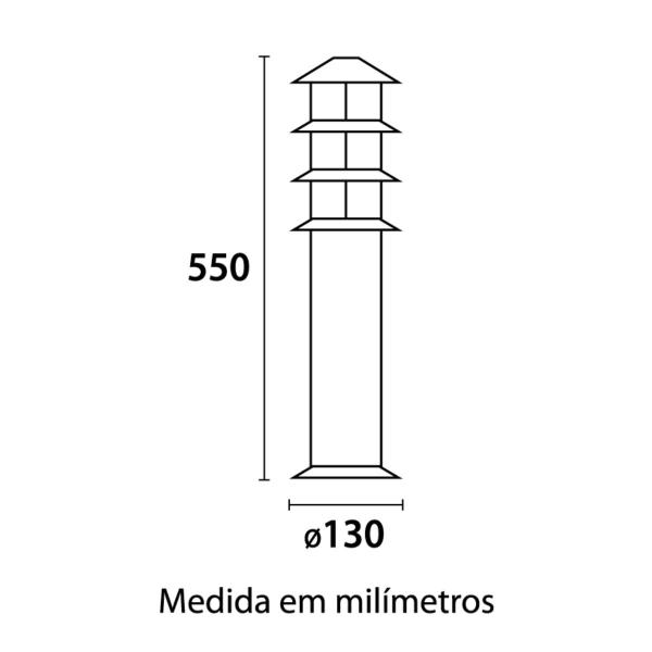 Imagem de Kit 5 Poste Balizador Oriental Externo 55cm Preto Alumínio Germany