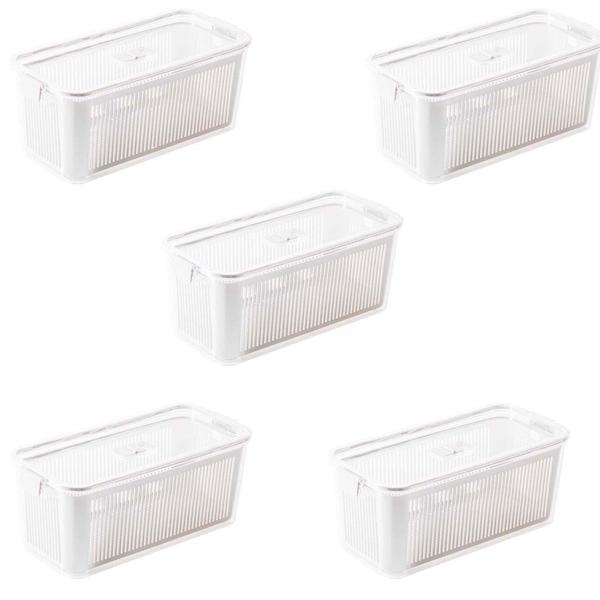 Imagem de Kit 5 Pote Hermético Slim 4.225ml Branco 34,5x31,5x13cm