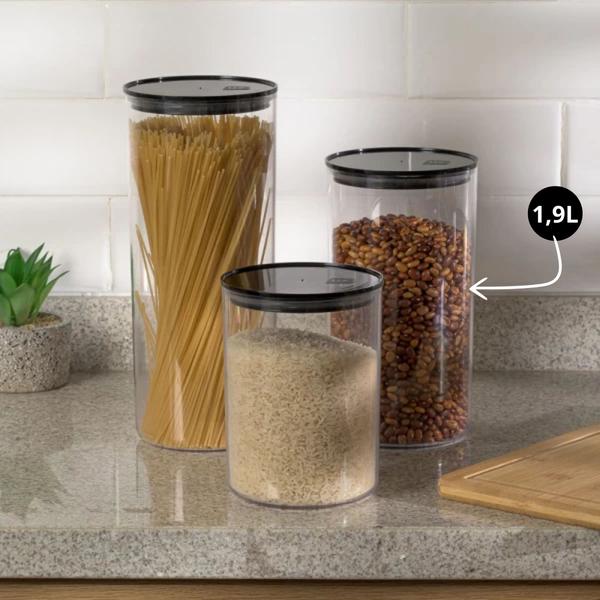 Imagem de Kit 5 Pote Redondo Hermético 1,9L Multiuso Mantimentos Alimentos Design Elegante