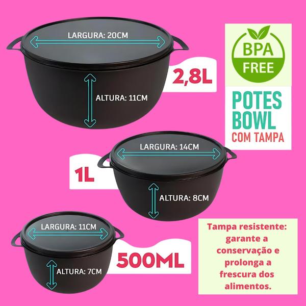 Imagem de Kit 5 Potes Bowl + Jarra - Microondas e Freezer