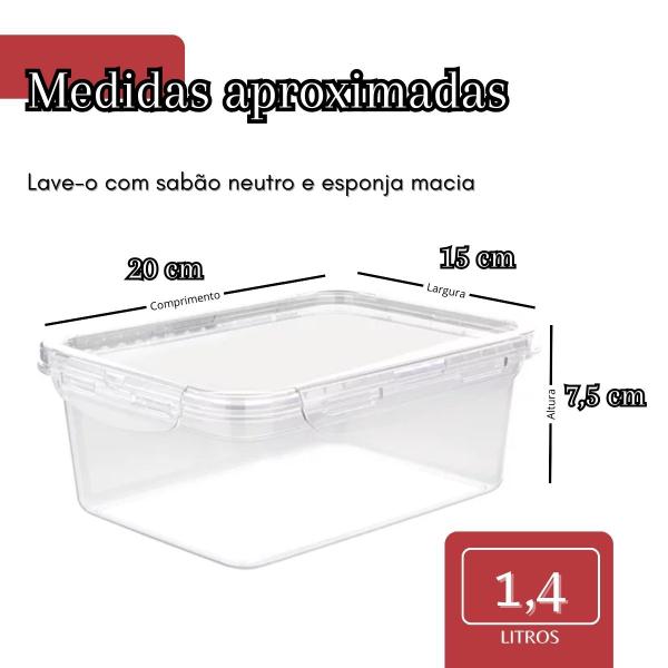 Imagem de Kit 5 Potes De Mantimentos Plástico Hermético Tampa Com Trava Porta Alimentos