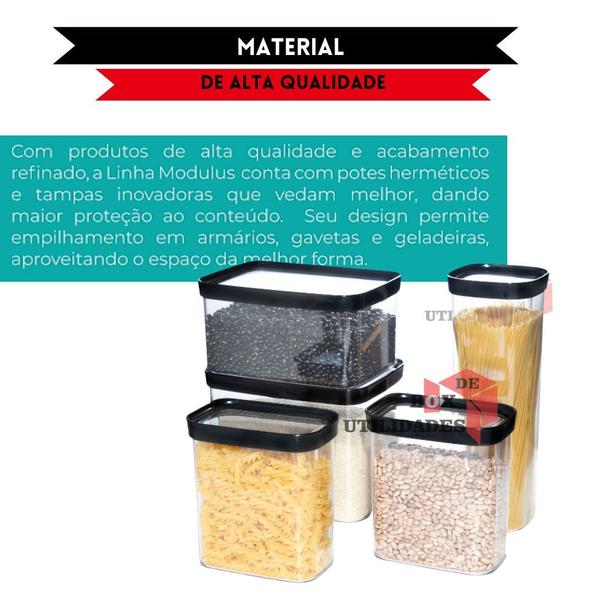 Kit 5 Potes Herméticos 4L / 2.5L / 2L /2* 1.5L - 4000 ML / 2500 ML / 2000ML /2* 1500 ML - Porta Mantimentos Grãos Arroz Maracarrão Feijão Açucar Café - HELSIM Imagem de Kit 5 Potes Herméticos 4L / 2.5L / 2L /2* 1.5L - 4000 ML / 2500 ML / 2000ML /2* 1500 ML - Porta Mantimentos Grãos Arroz Maracarrão Feijão Açucar Café