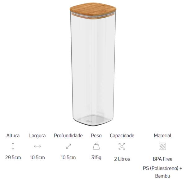 Imagem de Kit 5 Potes Herméticos Porta Mantimentos Organização Bambu