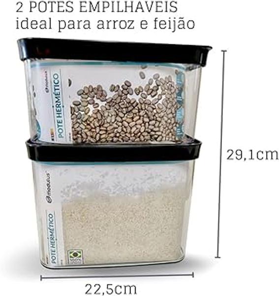 Imagem de Kit 5 potes mantimentos herméticos para arroz feijão farinha - Helsim