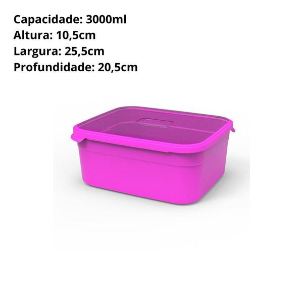 Imagem de Kit 5 Potes Retangulares 500ml 1L 2L 3L 5L Rosa Neon