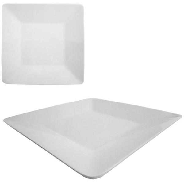 Imagem de Kit 5 Prato De Melamina Reforçado Quadrado Branco 20Cm