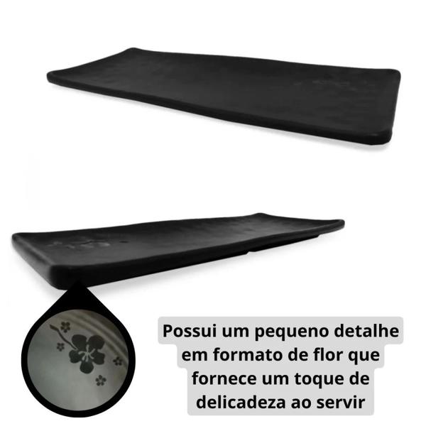 Imagem de Kit 5 Pratos 28,5 Cm para Sushi Melamina / Plastico Preto  Bestfer 