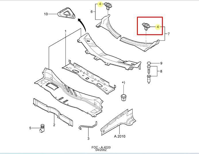 Imagem de Kit 5 presilha da grade superior do curvao ford focus 2000 a 2009