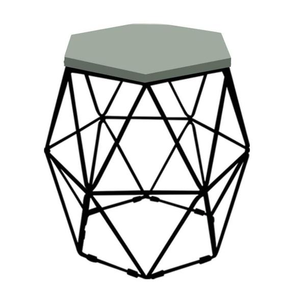 Imagem de Kit 5 Puff Banqueta Luna Decorativo Sala Quarto Ferro Preto Assento MDF Verde Oliva - Ahazzo Móveis