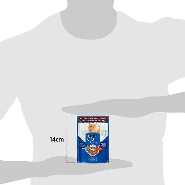 KIT 5 Ração Úmida Nestlé Purina Cat Chow Castrados Carne ao Molho Sachê 85g Imagem de KIT 5 Ração Úmida Nestlé Purina Cat Chow Castrados Carne ao Molho Sachê 85g
