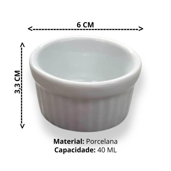 Imagem de Kit 5 Ramekins De Porcelana Para Molhos E Petiscos Branco 40mL