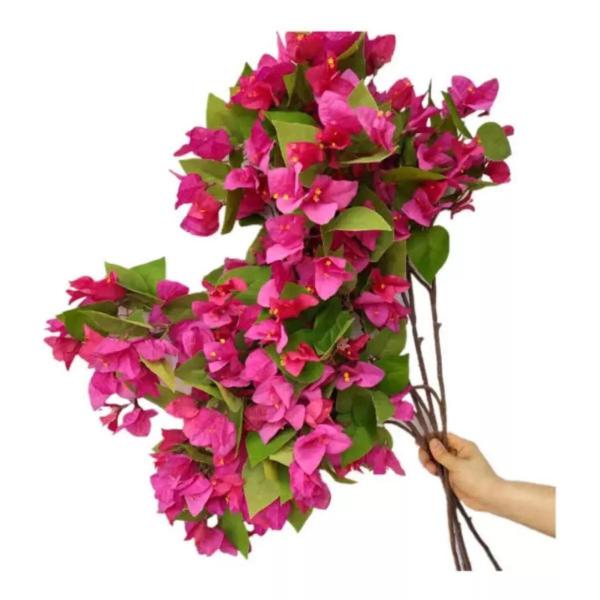 Imagem de Kit 5 Ramos Buque Flores Real Bougainville Pink 75cm