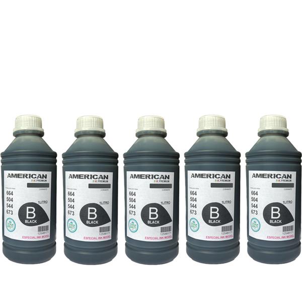 Imagem de Kit 5 Recarga De Tinta 1L Preto Compatível Para Deskjet t40w t42wd tx105