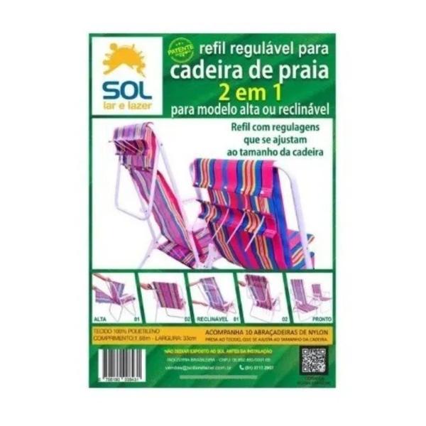 Imagem de Kit 5 refil regulável para cadeira de praia 2 em 1