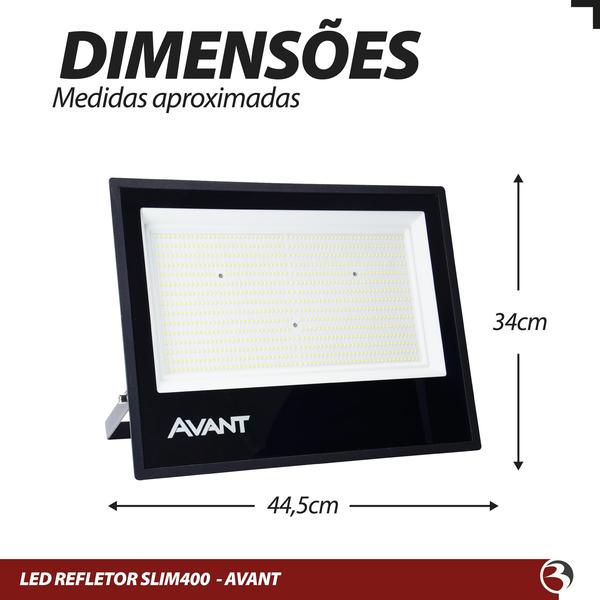 Imagem de  Kit 5 Refletor 400w Led Branco Frio 6500k Holofote Bivolt a Prova D'agua Slim Avant