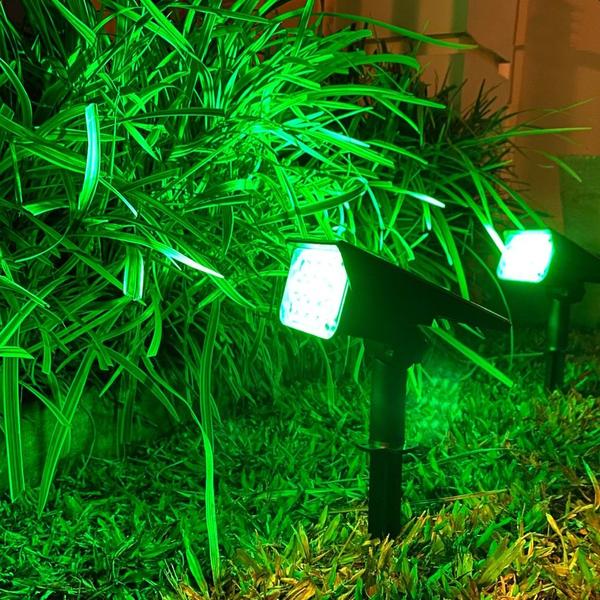 Imagem de Kit 5 Refletor Ecoforce Solar 6 Leds Verde 10x Mais Forte Spot Jardim 18751 Á Prova De Água Luminária Sem Fio Liga Automaticamente