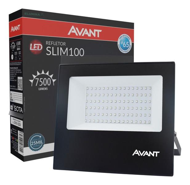 Imagem de Kit 5 Refletor Led 100w Holofote Prova D'água Área Externa Ip65 Bivolt Avant Preto