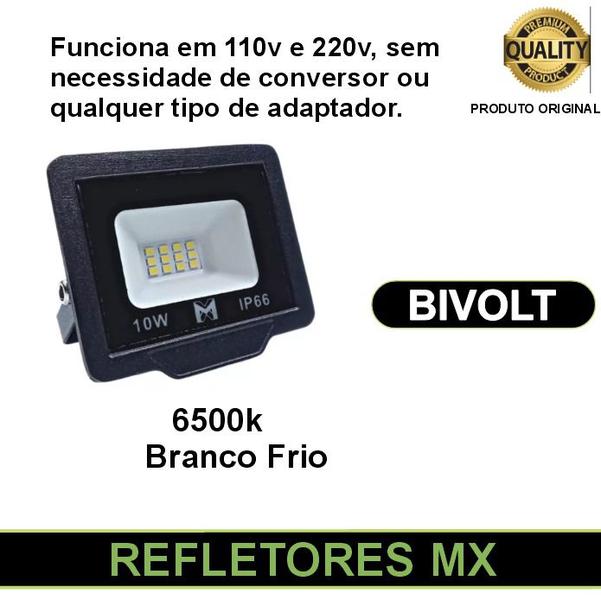 Imagem de Kit 5 Refletor Led 10w Holofote Prova D'água Frio - Frio (6500K)