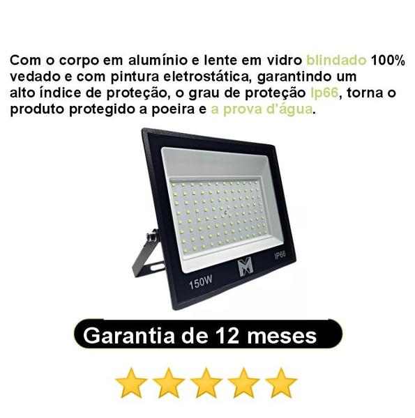 Imagem de Kit 5 Refletor Led 150w Holofote Prova D'água Frio - Frio (6500K)