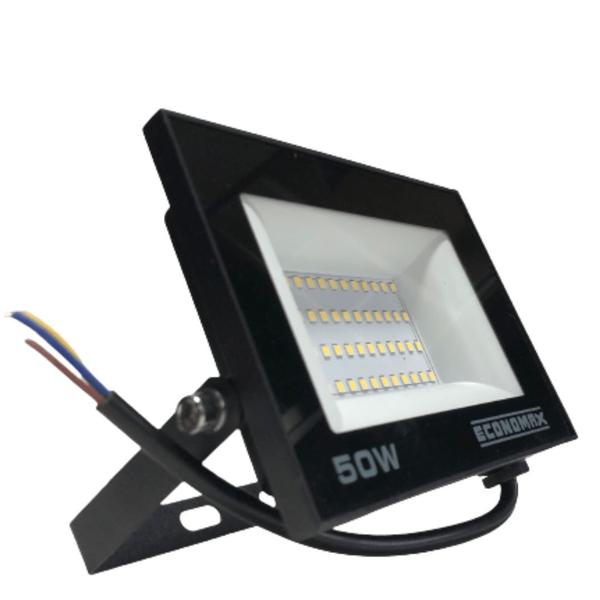 Kit 5 Refletor LED 50W Luz Branca Biv Holofote Prova Dágua - Economax Imagem de Kit 5 Refletor LED 50W Luz Branca Biv Holofote Prova Dágua
