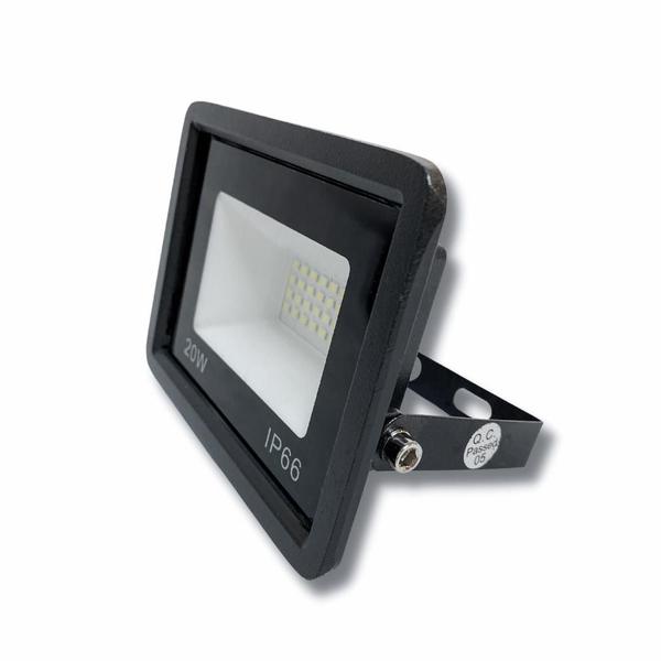 Imagem de Kit 5 Refletores Led Slim/Fino Alumínio Preto 20W Branco