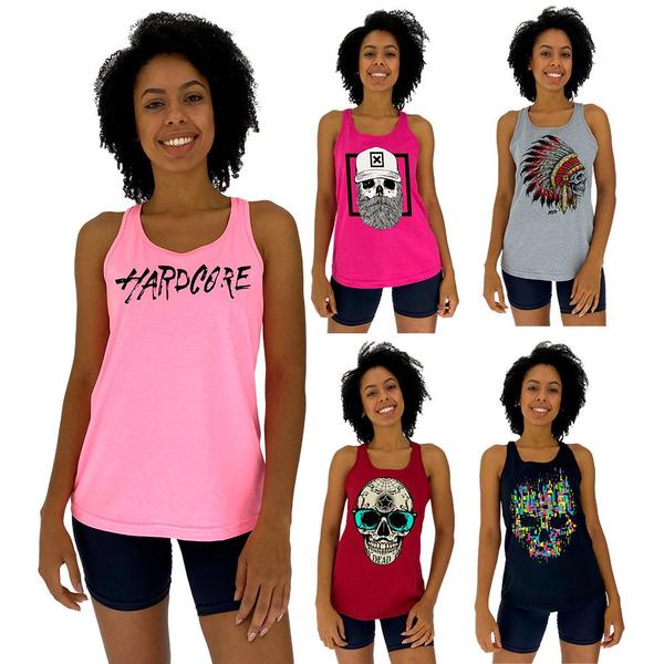 Imagem de Kit 5 Regata Feminina Recorte Nadador MXD Conceito Casual Fitness Cores Diversas