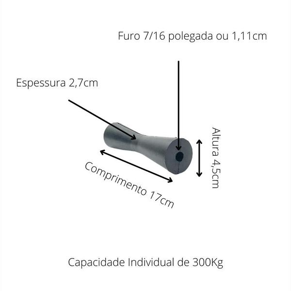 Imagem de Kit 5 roletes carreta de reboque barco lancha (4,5cmx17cm)