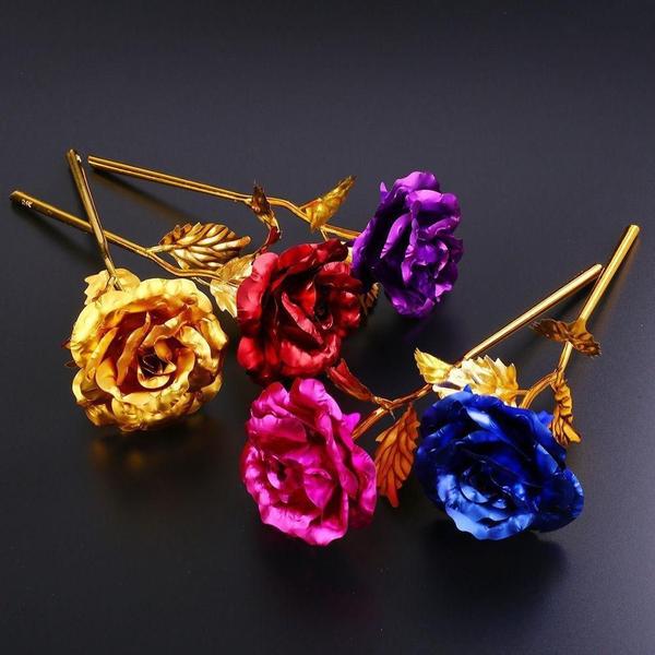 Imagem de Kit 5 Rosas Encantadas Golden Rose Flores Festa