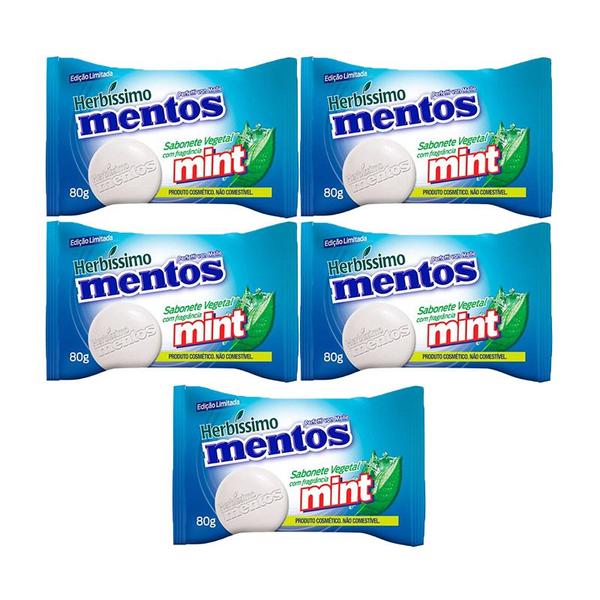 Imagem de Kit 5 Sabonete Mentos Mint Sabão em Barra Menta 80g Herbíssimo