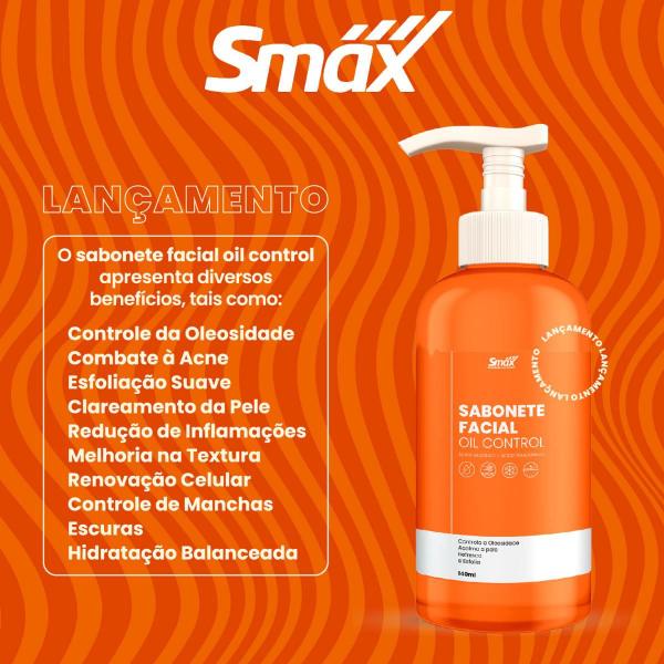 Imagem de Kit 5 Sabonetes Faciais Liquido Oil Control 140ml Smax