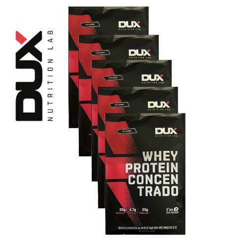 Kit 5 Sachês Whey Protein Concentrado Sabor Único Sem Sabor - Dux Nutrition Imagem de Kit 5 Sachês Whey Protein Concentrado Sabor Único Sem Sabor