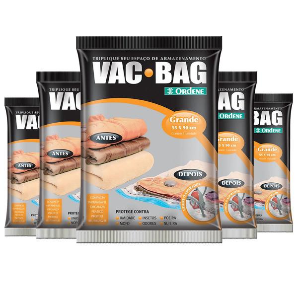 Imagem de Kit 5 Saco Vácuo Vac Bag Ordene Grande 55x90 Guardar Roupas