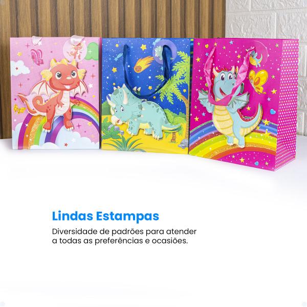 Imagem de Kit 5 Sacolas De Papel 18x23 Lembrancinha Embalagem Presente