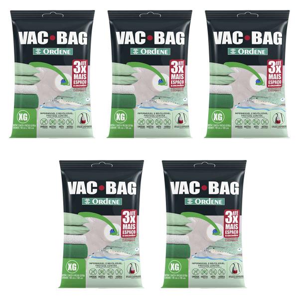 Imagem de Kit 5 Sacos Á Vácuo Protetor De Roupas Vac Bag Extra Grande 80x100 Ordene