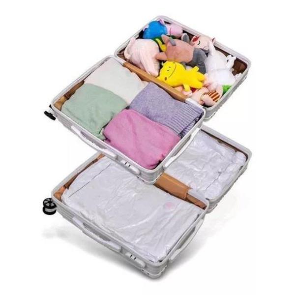 Imagem de Kit 5 Sacos À Vácuo Viagem Guarda Roupa 70x110Cm Organizador