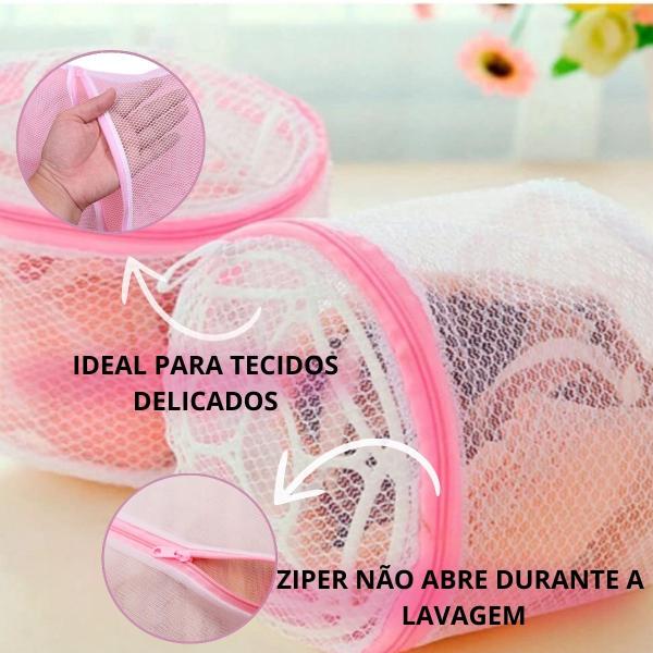 Imagem de Kit 5 Sacos para lavar roupas Delicada Intima (PP, P, M, G e Redondo) Resistente Com Zíper