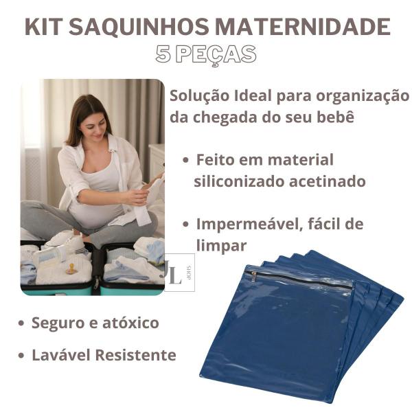 Imagem de Kit 5 Saquinho Maternidade Organizador Viagem Mala Bebê 27,5 x 33,5 cm Mala Viagem Impermeável