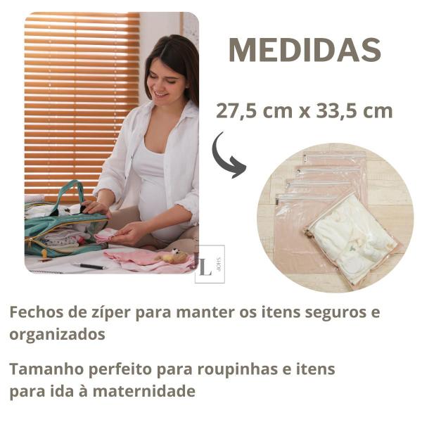 Imagem de Kit 5 Saquinho Maternidade Organizador Viagem Mala Bebê 27,5 x 33,5 cm Mala Viagem Impermeável