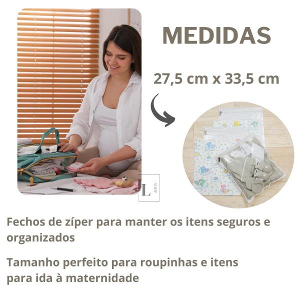 Imagem de Kit 5 Saquinho Maternidade Organizador Viagem Mala Bebê 27,5 x 33,5 cm Mala Viagem Impermeável