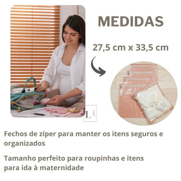 Imagem de Kit 5 Saquinho Maternidade Organizador Viagem Mala Bebê 27,5 x 33,5 cm Mala Viagem Impermeável