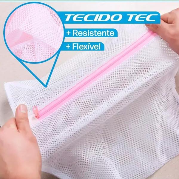 Imagem de Kit 5 Saquinhos para Lavar Roupa Facil  40x50 Máquina de Lavar / Delicadas / Íntimas / Organizador de roupas