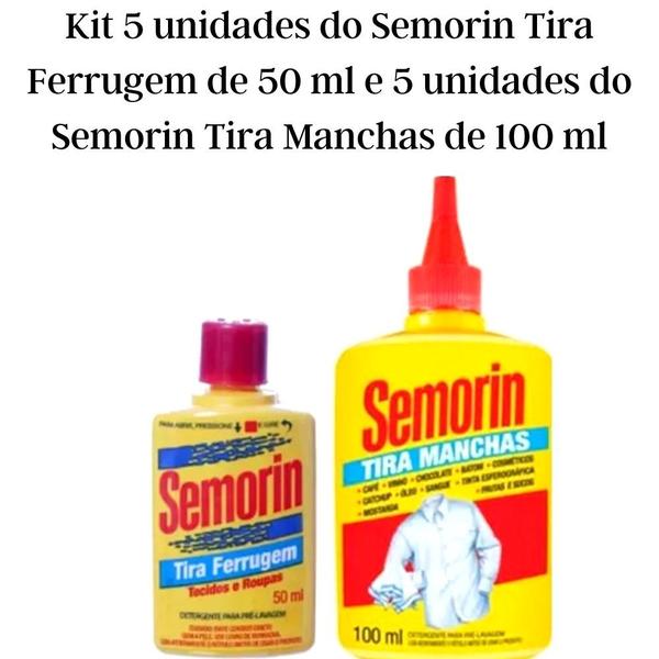 Imagem de Kit 5 Semorin Tira Ferrugem 50ml 5 Semorin Tira Mancha 100ml