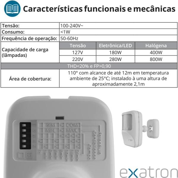 Imagem de Kit 5 Sensor Presença Parede Fotocelula Articulavel Frontal