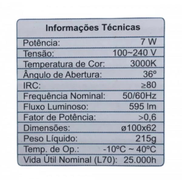 Imagem de Kit 5 solo plafon 7w 3000k bivolt galaxy