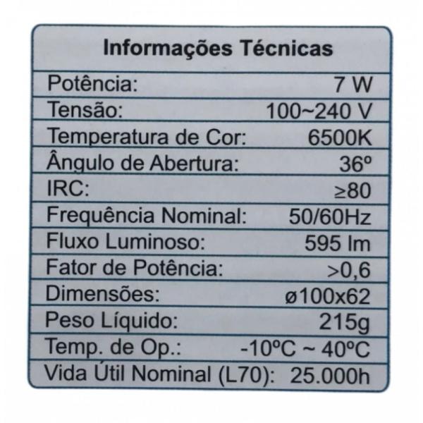 Imagem de Kit 5 solo plafon 7w 6500k bivolt galaxy