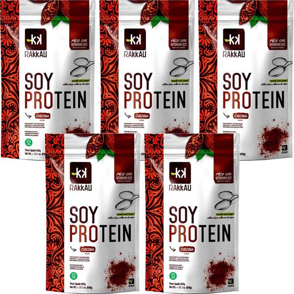 Imagem de Kit 5 Soy Protein Cacau Rakkau 600g - Vegano - Proteína Soja