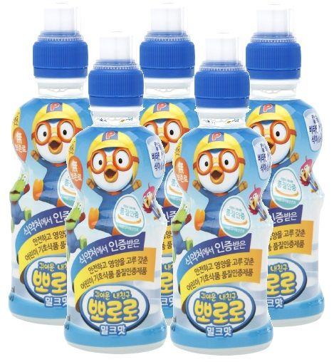 Imagem de kit 5 SUCO PORORO BEBIDA DE FRUTAS COREANA SABOR LEITE 226ML